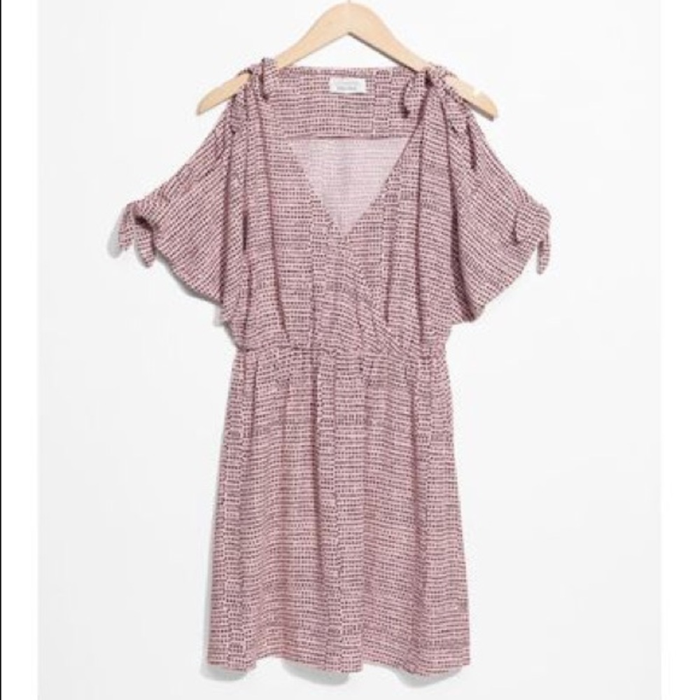 & Other Stories Pink Shoulder Tie Dress